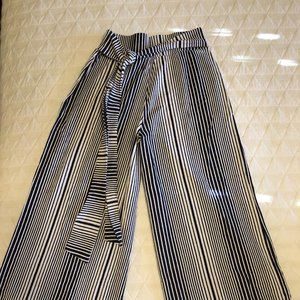 High-Waisted Flowy Striped Pants